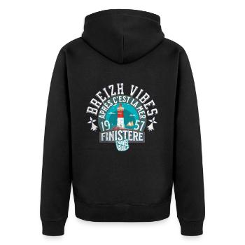Breizh vibes Finistère - Veste à capuche bio Premium Unisexe - noir - Dos - Nico (187cm)