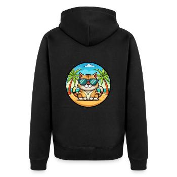 Amerikanische Polydactyl Katzenrasse Cartoon Sonnenbrille - Unisex Premium Bio Zip Hoodie - Schwarz - Hinten - Nico (187cm)