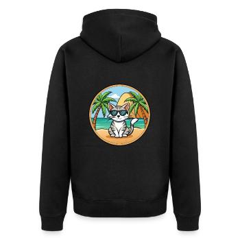 Ägäis Katzenrasse Cartoon Sonnenbrille Strand - Unisex Premium Bio Zip Hoodie - Schwarz - Hinten - Nico (187cm)