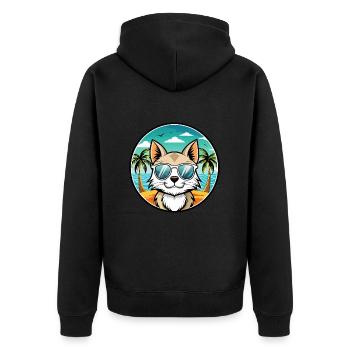 Balinesische Katzenrasse Cartoon Sonnenbrille Strand - Unisex Premium Bio Zip Hoodie - Schwarz - Hinten - Nico (187cm)