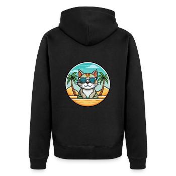 American Wirehair Cat Breed Cartoon Sunglass Beach - Unisex Premium Organic Zip Hoodie - black - Back - Nico (187cm)
