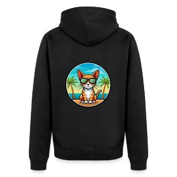 Abessinische Kurzhaarkatze Rasse Cartoon Sonnenbrille - Unisex Premium Bio Zip Hoodie - Schwarz - Hinten - Nico (187cm)