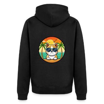 Burmesische Katzenrasse Cartoon Sonnenbrille Strand - Unisex Premium Bio Zip Hoodie - Schwarz - Hinten - Nico (187cm)