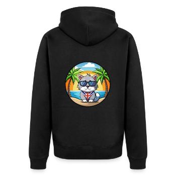 British Silver Cat Breed Cartoon Sunglasses Beach - Unisex Premium Organic Zip Hoodie - black - Back - Nico (187cm)