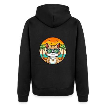 Europäische Kurzhaarkatze Rasse Cartoon Sonnenbrille - Unisex Premium Bio Zip Hoodie - Schwarz - Hinten - Nico (187cm)