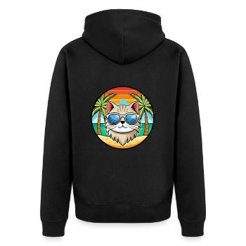 Gamme britannique de chats à poil long dessin animé lunettes de soleil plage - Veste à capuche bio Premium Unisexe - noir - Dos - Nico (187cm)