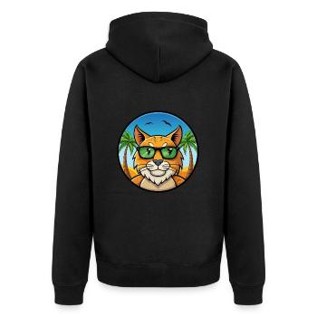 Eurasian Lynx Cat Breed Cartoon Lunettes de soleil Beach - Veste à capuche bio Premium Unisexe - noir - Dos - Nico (187cm)