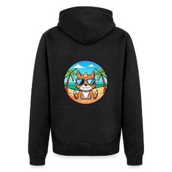 German Rex Cat Breed Cartoon Sunglasses Beach - Unisex Premium Organic Zip Hoodie - black - Back - Nico (187cm)