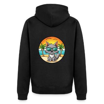 Nebelung Lunettes de soleil de dessin animé de race de chat plage - Veste à capuche bio Premium Unisexe - noir - Dos - Nico (187cm)