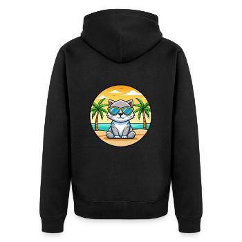 Schottische Falte Katzenrasse Cartoon Sonnenbrille Strand - Unisex Premium Bio Zip Hoodie - Schwarz - Hinten - Nico (187cm)