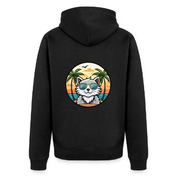 Selkirk Rex Katzenrasse Cartoon Sonnenbrille Strand - Unisex Premium Bio Zip Hoodie - Schwarz - Hinten - Nico (187cm)