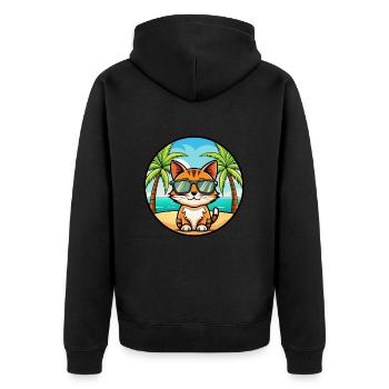 Somali Shorthair Cat Breed Cartoon Sunglass Beach - Veste à capuche bio Premium Unisexe - noir - Dos - Nico (187cm)