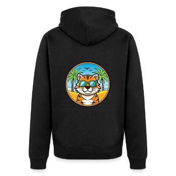 Tiger Cat Breed Cartoon Sunglasses Beach - Unisex Premium Organic Zip Hoodie - black - Back - Nico (187cm)