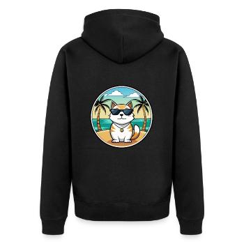Japanische Bobtail Katzenrasse Cartoon Sonnenbrille Strand - Unisex Premium Bio Zip Hoodie - Schwarz - Hinten - Nico (187cm)