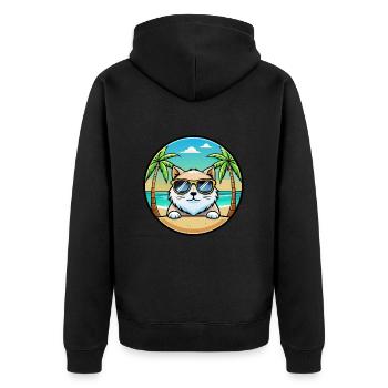 Himalaya-Katzenrasse Cartoon-Sonnenbrille Strand - Unisex Premium Bio Zip Hoodie - Schwarz - Hinten - Nico (187cm)