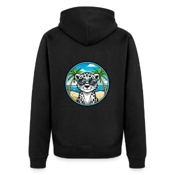 Léopard des neiges bébé chat race dessin animé lunettes de soleil plage - Veste à capuche bio Premium Unisexe - noir - Dos - Nico (187cm)