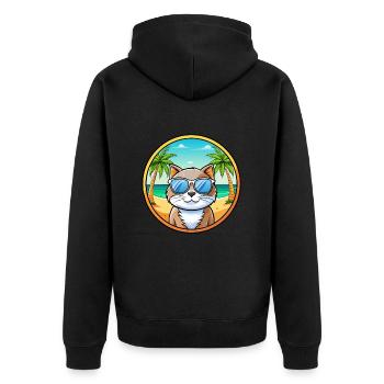 Gamme britannique de chats à poil long dessin animé lunettes de soleil plage - Veste à capuche bio Premium Unisexe - noir - Dos - Nico (187cm)