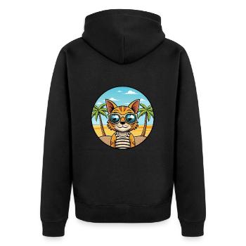 Ocicat Breed Cartoon Sonnenbrille Strand - Unisex Premium Bio Zip Hoodie - Schwarz - Hinten - Nico (187cm)