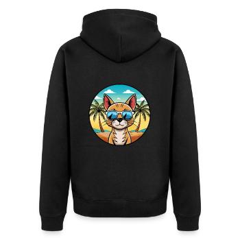 Abessinische Katzenrasse Cartoon Sonnenbrille Strand - Unisex Premium Bio Zip Hoodie - Schwarz - Hinten - Nico (187cm)
