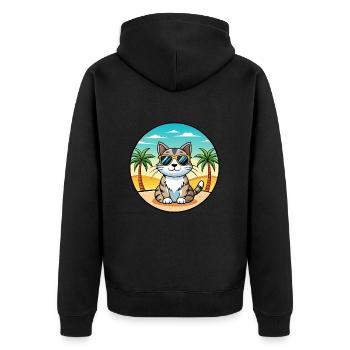 American Wirehair Cat Breed Cartoon Sunglass Beach - Unisex Premium Organic Zip Hoodie - black - Back - Nico (187cm)