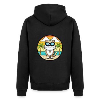 Birma Heilige Katzenrasse Cartoon Sonnenbrille Strand - Unisex Premium Bio Zip Hoodie - Schwarz - Hinten - Nico (187cm)