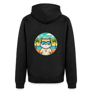 Britisch Kurzhaar Katzenrasse Cartoon Sonnenbrille Strand - Unisex Premium Bio Zip Hoodie - Schwarz - Hinten - Nico (187cm)