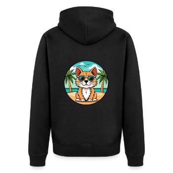 Lunettes de soleil de dessin animé de race de chat à poil long allemand plage - Veste à capuche bio Premium Unisexe - noir - Dos - Nico (187cm)