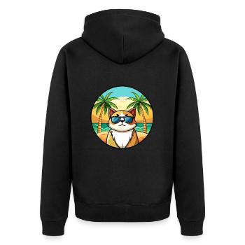 Exotische Kurzhaarkatze Rasse Cartoon Sonnenbrille Strand - Unisex Premium Bio Zip Hoodie - Schwarz - Hinten - Nico (187cm)