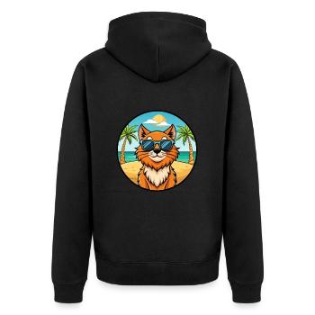 Ingwer Langhaar Katze Rasse Cartoon Sonnenbrille Strand - Unisex Premium Bio Zip Hoodie - Schwarz - Hinten - Nico (187cm)
