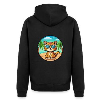 Munchkin Katzenrasse Cartoon Sonnenbrille Strand - Unisex Premium Bio Zip Hoodie - Schwarz - Hinten - Nico (187cm)