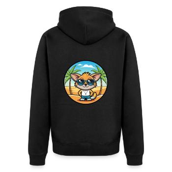 Pixie Bob Cat Breed Cartoon Sunglasses Beach - Unisex Premium Organic Zip Hoodie - black - Back - Nico (187cm)