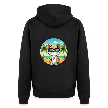 Siamese Shorthair Cat Breed Cartoon Sunglass Beach - Unisex Premium Organic Zip Hoodie - black - Back - Nico (187cm)