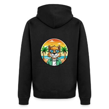 German Rex Cat Breed Cartoon Sunglasses Beach - Unisex Premium Organic Zip Hoodie - black - Back - Nico (187cm)