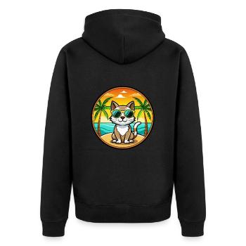 Siamese Cat Breed Cartoon Sunglasses Beach - Unisex Premium Organic Zip Hoodie - black - Back - Nico (187cm)