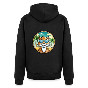 Tiger Katze Rasse Cartoon Sonnenbrille Strand - Unisex Premium Bio Zip Hoodie - Schwarz - Hinten - Nico (187cm)