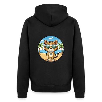 Toyger Katze Rasse Cartoon Kawaii Sonnenbrille Strand - Unisex Premium Bio Zip Hoodie - Schwarz - Hinten - Nico (187cm)
