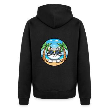 Schneeschuh Katze Rasse Cartoon Sonnenbrille Strand - Unisex Premium Bio Zip Hoodie - Schwarz - Hinten - Nico (187cm)