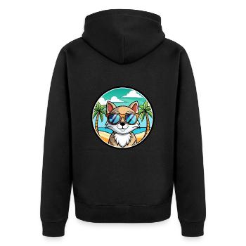 Schneeschuh Katze Rasse Cartoon Sonnenbrille Strand - Unisex Premium Bio Zip Hoodie - Schwarz - Hinten - Nico (187cm)