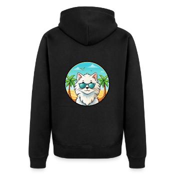 Weiße Langhaarkatze Persische Katze Rasse Cartoon Strand - Unisex Premium Bio Zip Hoodie - Schwarz - Hinten - Nico (187cm)