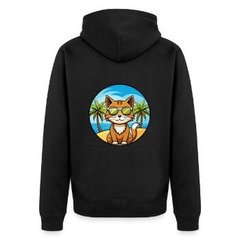 Havanna Braun Katze Rasse Cartoon Sonnenbrille Strand - Unisex Premium Bio Zip Hoodie - Schwarz - Hinten - Nico (187cm)