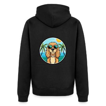 American Cocker Spaniel Hunderasse Cartoon Beach - Unisex Premium Bio Zip Hoodie - Schwarz - Hinten - Nico (187cm)