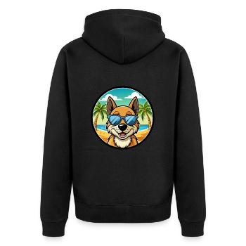Alopekis Dog Breed Cartoon Sunglasses Beach - Unisex Premium Organic Zip Hoodie - black - Back - Nico (187cm)