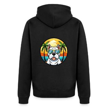 Lunettes de soleil de bande dessinée de race bouledogue américain plage - Veste à capuche bio Premium Unisexe - noir - Dos - Nico (187cm)