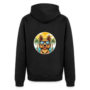 Australian Terrier Hunderasse Cartoon Sonnenbrille - Unisex Premium Bio Zip Hoodie - Schwarz - Hinten - Nico (187cm)