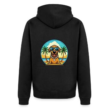 Bavarian Mountain Hound Dog Breed Cartoon Beach - Unisex Premium Organic Zip Hoodie - black - Back - Nico (187cm)