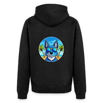 Blue Heeler Hunderasse Cartoon Sonnenbrille Strand - Unisex Premium Bio Zip Hoodie - Schwarz - Hinten - Nico (187cm)