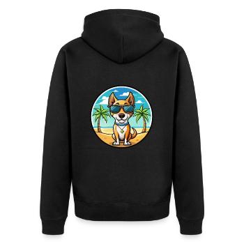 Terrier brésilien chien race dessin animé lunettes de soleil plage - Veste à capuche bio Premium Unisexe - noir - Dos - Nico (187cm)