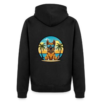 Broholmer Hunderasse Cartoon Sonnenbrille Strand - Unisex Premium Bio Zip Hoodie - Schwarz - Hinten - Nico (187cm)