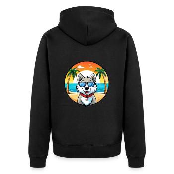 Chien Husky Labrador Canadien Race Cartoon Beach - Veste à capuche bio Premium Unisexe - noir - Dos - Nico (187cm)