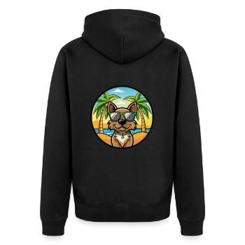 Cao da Serra de Aires Hunderasse Cartoon Sonnenbrille - Unisex Premium Bio Zip Hoodie - Schwarz - Hinten - Nico (187cm)